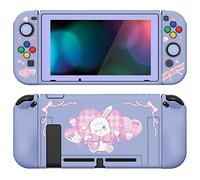 playvital ZealProtect Soft Protective Case for Nintendo Switch, Flexible Cover for Switch with Tempered Glass Screen Protector & Thumb Grip Caps & ABXY Direction Button Caps - Lovely Bunny