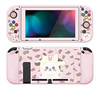 playvital ZealProtect Soft Protective Case for Nintendo Switch, Flexible Cover for Switch with Tempered Glass Screen Protector & Thumb Grip Caps & ABXY Direction Button Caps - Cosplay Puppy