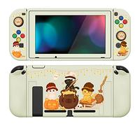 playvital ZealProtect Soft Protective Case for Nintendo Switch, Flexible Cover Protector for Switch with Screen Protector & Thumb Grip Caps & ABXY Direction Button Caps - Triplets Pumpkin Cats