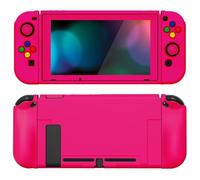 PlayVital ZealProtect Soft Protective Case for Nintendo Switch, Flexible Cover Protector for Switch with Glass Screen Protector & Thumb Grip Caps & ABXY Direction Button Caps - Bright Pink