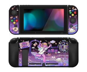 playvital ZealProtect Soft Protective Case for Nintendo Switch, Flexible Cover Protector for Switch with Glass Screen Protector & Thumb Grips & ABXY Direction Button Caps - Dancing Notes