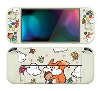 playvital ZealProtect Soft Protective Case for Nintendo Switch OLED, Flexible Protector Joycon Grip Cover for Switch OLED with Thumb Grips & ABXY Direction Button Caps - Squirrel with Acorn