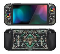 playvital ZealProtect Soft Protective Case for Nintendo Switch OLED, Flexible Protector Joycon Grip Cover for Nintendo Switch OLED with Thumb Grip Caps & ABXY Button Caps - Totem of Kingdom