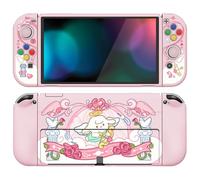 PlayVital ZealProtect Soft Protective Case for Nintendo Switch OLED, Flexible Protector Joycon Grip Cover for Switch OLED with Thumb Grip Caps & ABXY Direction Button Caps - Intern Cupid