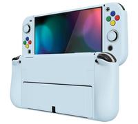 playvital ZealProtect Soft Protective Case for Nintendo Switch OLED, Flexible Protector Joycon Grip Cover for Switch OLED with Thumb Grip Caps & ABXY Direction Button Caps - Sky Blue