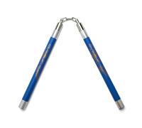 Playwell Competition Deluxe Foam Rubber Speed Training Nunchucks with Chain (Chucks) - 11" - Blue/Silver