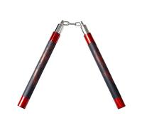 Playwell Competition Deluxe Foam Rubber Speed Training Nunchucks With Chain (Chucks) - 9" - Black/Red