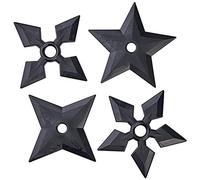 Playwell Deluxe Martial Arts Black Polypropylene Plastic Full Contact Ninja Stars - 4pc Set