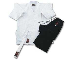 Playwell Karate Mixed Uniform White Jacket/Black Trouser - 2/150cm