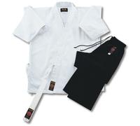 Playwell Karate Mixed Uniform White Jacket/Black Trouser - 4/170cm