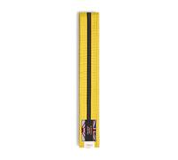 Playwell Martial Arts Cotton Coloured Belt With Black Stripe Grading Belt - (Karate, Judo Taekwondo) (Yellow Belt With Black Stripe, 220cm)