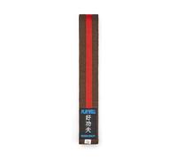 Playwell Martial Arts Cotton Coloured Belt With Various Coloured Stripes Grading Belt - (Karate, Judo Taekwondo) (Brown Belt With Red Stripe, 220cm)