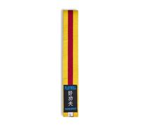 Playwell Martial Arts Cotton Coloured Belt With Various Coloured Stripes Grading Belt - (Karate, Judo Taekwondo) (Yellow Belt With Red Stripe, 280cm)