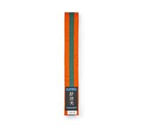 Playwell Martial Arts Cotton Coloured Belt With Various Coloured Stripes Grading Belt - (Karate, Judo Taekwondo) (Orange Belt With Green Stripe, 250cm)