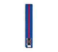 Playwell Martial Arts Cotton Coloured Belt With Various Coloured Stripes Grading Belt - (Karate, Judo Taekwondo) (Blue Belt With Red Stripe, 220cm)
