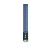 Playwell Martial Arts Cotton Coloured Belt With Various Coloured Stripes Grading Belt - (Karate, Judo Taekwondo) (Green Belt With Purple Stripe, 280cm)