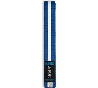 Playwell Martial Arts Cotton Coloured Belt With White Stripe Grading Belt - (Karate, Judo Taekwondo) (Blue Belt With White Stripe, 220cm)