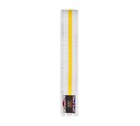 Playwell Martial Arts Cotton Striped Coloured Grading Belt - White Belt With Yellow Stripe (220cm)