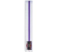 Playwell Martial Arts Cotton White Belt With Coloured Stripes Grading Belt - (Karate, Judo Taekwondo) (White Belt With Purple Stripe, 220cm)