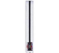 Playwell Martial Arts Cotton White Belt With Coloured Stripes Grading Belt - (Karate, Judo Taekwondo) (White Belt with Black Stripe, 280cm)