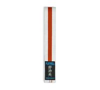 Playwell Martial Arts Cotton White Belt With Coloured Stripes Grading Belt - (Karate, Judo Taekwondo) (White Belt With Orange Stripe, 250cm)