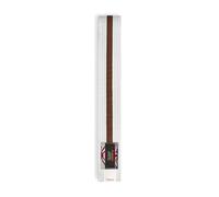 Playwell Martial Arts Cotton White Belt With Coloured Stripes Grading Belt - (Karate, Judo Taekwondo) (White Belt With Brown Stripe, 250cm)