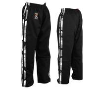 Playwell Martial Arts Full Contact 100% Cotton Black With 2 Camo Stripes Trouser - 6/190CM