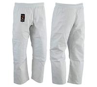 Playwell Martial Arts Judo Trousers White Bleached - (Double Padded Knees) (140cm)