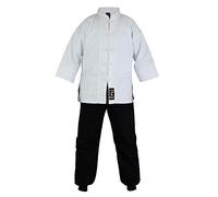 Playwell Martial Arts Kung Fu Mix Uniform White Jacket W/Black Trousers - 2/150CM
