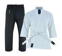 Playwell Medium Weight Karate Mixed White Jacket/Black Trouser Uniform Suit Gi - 9oz (2/150cm)
