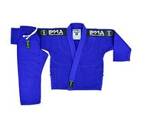 Playwell Pro Kids BJJ GI Jiu Jitsu Uniform Suit (Comes with Free Childrens Ju Jitsu White Belt) - Blue (M0)