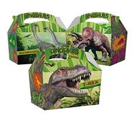 Playwrite 10 Animal Themed Food Boxes Picnic Carry Meal Box Kids Birthday Party Bag Plate (Dinosaur)