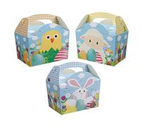 Playwrite 10 Animal Themed Food Boxes - Picnic Carry Meal Box - Kids Birthday Party Bag Plate (Easter)