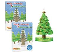 Playwrite 2 x Magic Growing Christmas Tree - Crystal Growing Kit for Kids, Grows in 24 Hours, Science Gift, Stocking Filler, Party Bag Filler