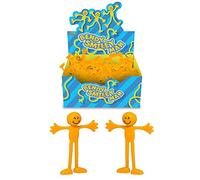 Playwrite 3 X Bendy Happy Face Man 10cm - Fiddle Toys - Sensory Toys - Smiley Bendy Men Yellow, Relief from Stress, Suitable Fidget Toys for Autism