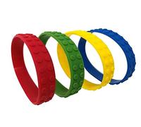 Playwrite 6 x Colour Brick Block Rubber Bracelets - Party Bag Fillers