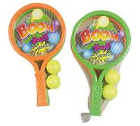 Playwrite Boom Ball Kids Tennis Rackets with 2 Balls, Garden Games, Beach Fun for Kids Party bag fillers, 30x16cm