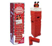 Playwrite Father Christmas Chimney Tumble Wooden Stacking Block Game - Festive Christmas Tower Game for Kids and Families