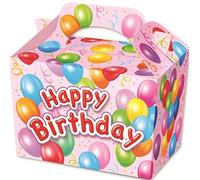 Playwrite Happy Birthday Food Party Boxes in Pink x 10