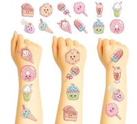 Playwrite Party Tattoos - 24 Assorted Sweet Treat Temporary Tattoos for Kids - Cute Food Designs - Easy Apply & Remove - Party Bag Fillers, Birthday Favours, Rewards & Prizes