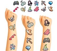 Gaming Temporary Tattoos for Kids - Video Game Birthday Party Supplies Video Game Party Favours for Boys Girls Kids Birthday Decorations Tattoos Stickers Party Game Gifts