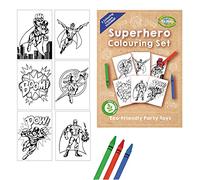 Playwrite Re:Play PACK OF 12 100% Plastic-Free Eco Friendly Superhero Colouring Set | A6 Super Hero Themed Party Game Activity Colouring Set for Kids with 3 Crayons