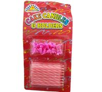 Playwrite Spiral Happy Birthday Candle & Holder (Pack Of 10) Pink (One Size)