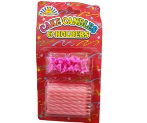 Playwrite Spiral Happy Birthday Candle & Holder (Pack Of 10) Pink (One Size)