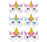 Playwrite Unicorn Party Mask (Pack Of 6) White/pink/blue (One Size)