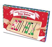 Playwrite Wooden Father Christmas vs Elf Disc Game - Fun Christmas Table Game for Kids & Adults | Fast-Paced Sling Puck Battle | Family Xmas Gift Idea