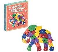 Playwrite Wooden Jigsaw Elephant Puzzle for Toddlers Kids 2 3 4 year old - 26 Piece Alphabet Puzzle Early Learning Educational Wooden Toys Gifts for Children
