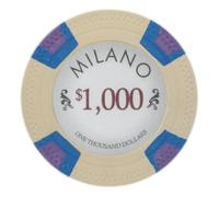Playzaic 10-gram Milano Professional Poker Chips (50-Pack) Real Clay Set - Bulk Casino Chips with Denominations for Texas Holdem, Blackjack - Betting Game Accessories ($1,000 Yellow)