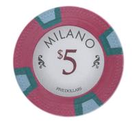 Playzaic 10-gram Milano Professional Poker Chips (50-Pack) Real Clay Set - Bulk Casino Chips with Denominations for Texas Holdem, Blackjack - Betting Game Accessories ($5 Red)
