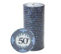 Playzaic 10-gram Scroll Premium Poker Chips (25-Pack) Casino Ceramic Set - Bulk Casino Chips with Denominations for Texas Holdem, Blackjack - Betting Game Accessories ($0.50 Gray)